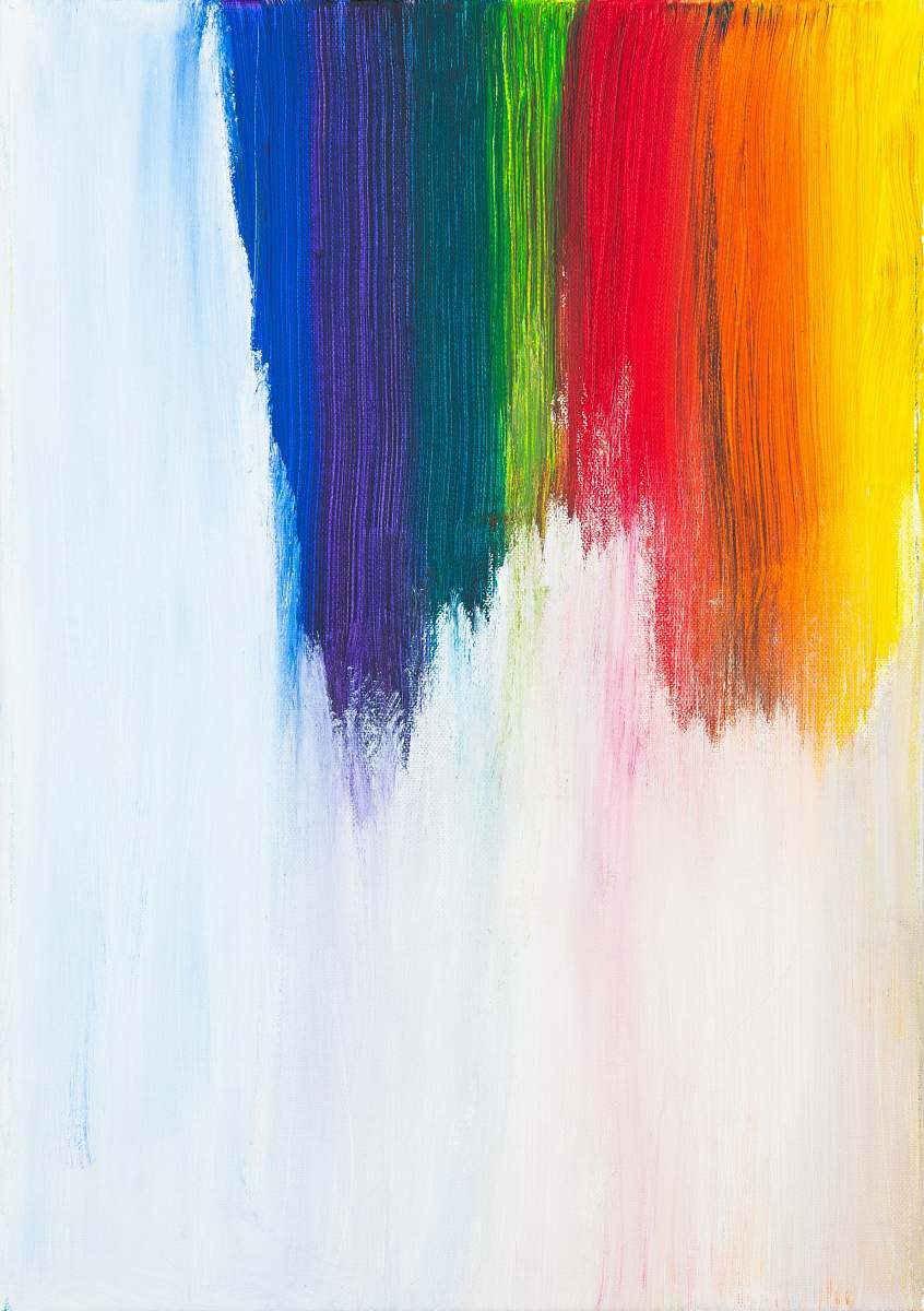 modern art yellow, orange, red, green, and blue abstract painting background